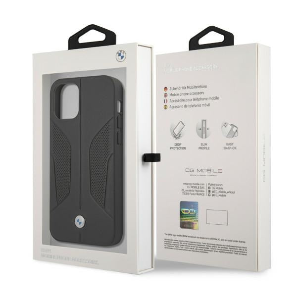 BMW Leather Perforated Sides Case for iPhone 12 / iPhone 12 Pro - Black