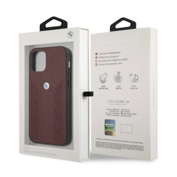 BMW Leather Curve Perforate Case for iPhone 12 / iPhone 12 Pro - Red