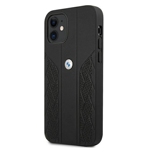 BMW Leather Curve Perforate Case for iPhone 12 mini - Black