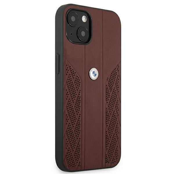 BMW Leather Curve Perforate Case for iPhone 13 - Red