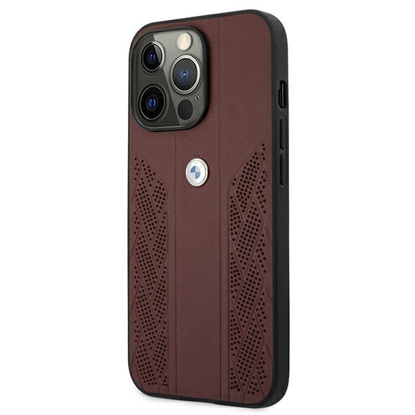 BMW Leather Curve Perforate Case for iPhone 13 Pro / iPhone 13 - Red
