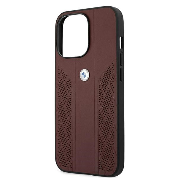 BMW Leather Curve Perforate Case for iPhone 13 Pro / iPhone 13 - Red