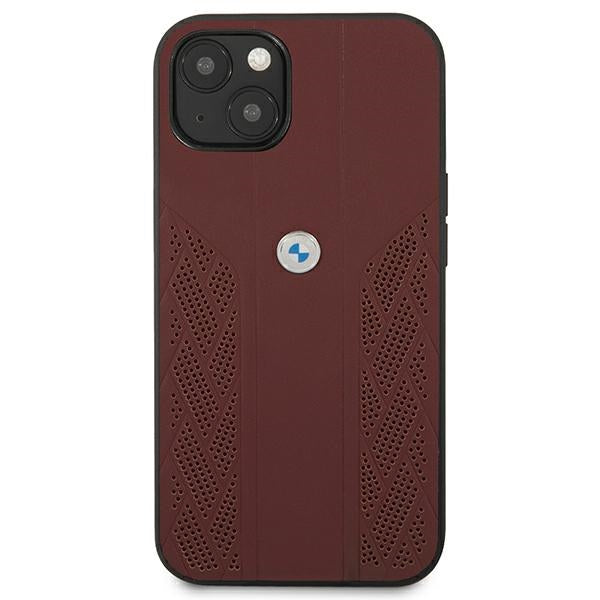 BMW Leather Curve Perforate Case for iPhone 13 mini - Red