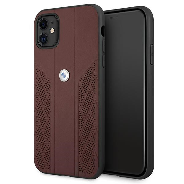 BMW Leather Curve Perforate Case for iPhone 11 / Xr - Red