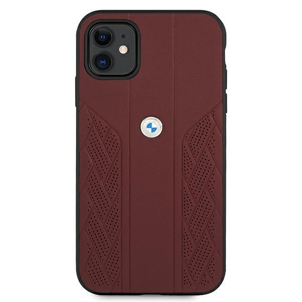 BMW Leather Curve Perforate Case for iPhone 11 / Xr - Red