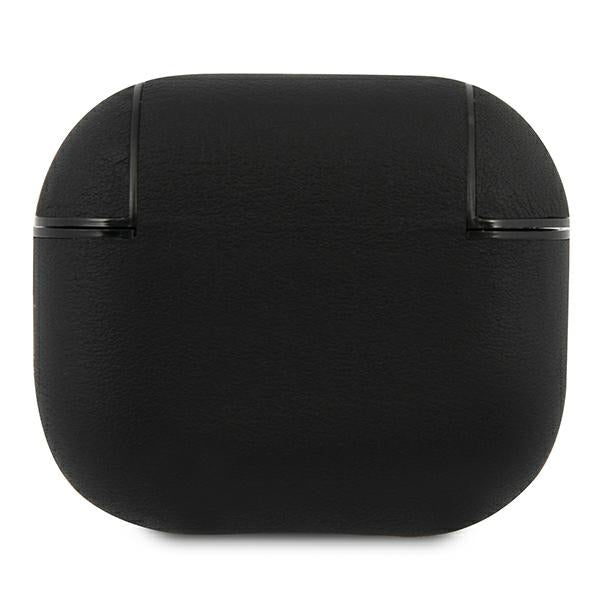 BMW Genuine Leather Silver Logo Case for AirPods 3 - Black
