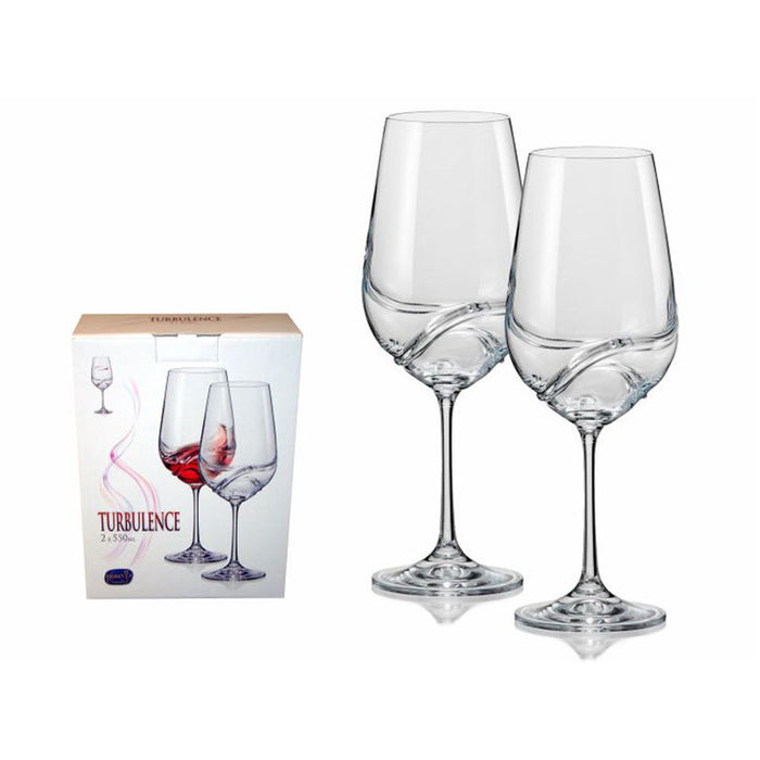 RED WINE GLASS 550ML 2PCS TURBULENCE BOHEMIA