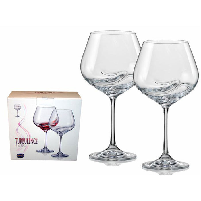 RED WINE GLASS 570ML 2PCS TURBULENCE BOHEMIA