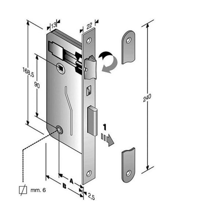 SERVICE LOCK R90 40MM BRASS DIN