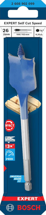 BOSCH EXP FLAT WOOD DRILL BIT 26 MM