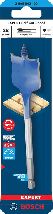 BOSCH EXP FLAT WOOD DRILL BIT 28 MM