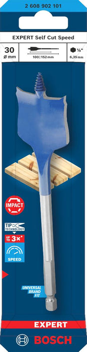 BOSCH EXP FLAT WOOD DRILL BIT 30 MM