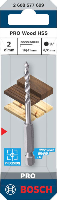 WOOD DRILL BOSCH HEX 2x62