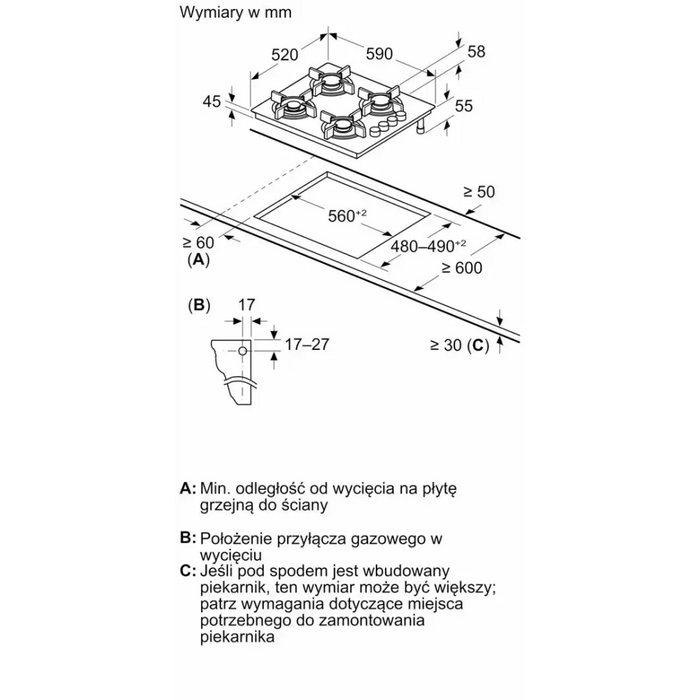 BOSCH gas hob POH6B6K30 - Built-in hot platesAGD-PGZ<<<Home Appliance - ProductsAGD<<<ActionPL