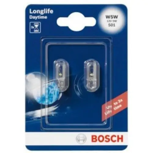 BOSCH LONGLIFE DAYTIME W5W 4000K 5W 12V CARTON BLISTER X2 PCS - АВТОАКСЕСОАРИ<<<MaxCar&&&КРУШКИ И СВЕТЛИНИ<<<MaxCar