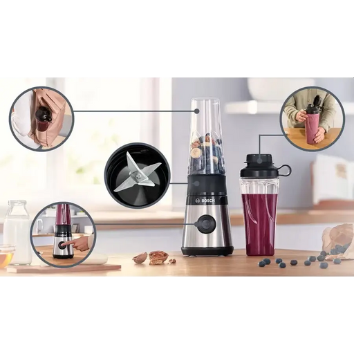 Bosch MMB2111M Blender VitaPower Series 2 0,6 L 450 W ToGo bottle from Tritan Stainless steel - Кухненски уреди<<<BOSCH