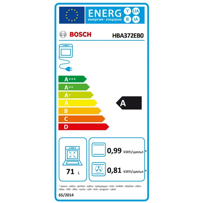 Bosch Serie 4 HBA372EB0 oven 71 L 3600 W A Black - Фурни<<<BOSCH фурни<<<BOSCH<<<PolyComp&&&Фурни за