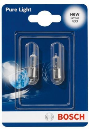 BOSCH PURE LIGHT H6W 4000K 6W 12V CARTON BLISTER X2 PCS