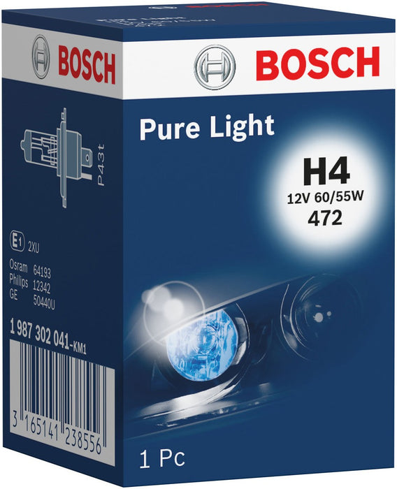BOSCH PURE LIGHT H4 4000K 55W 12V CARTON BOX 1 PCS