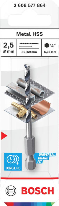 BOSCH METAL DRILL HEX 1 PC. 2.5 MM