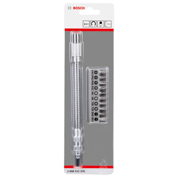 BOSCH 11 PIECE FLEXIBLE EXTENSION BIT SET 200 mm