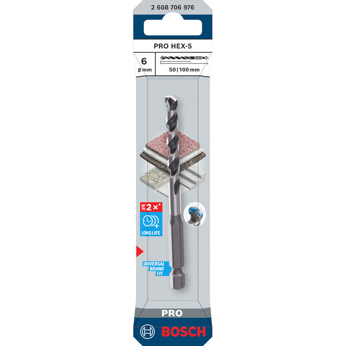METAL DRILL BIT HEX-5 BOSCH 6x50x100