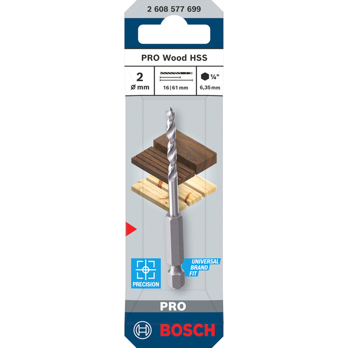 WOOD DRILL BOSCH HEX 2x62