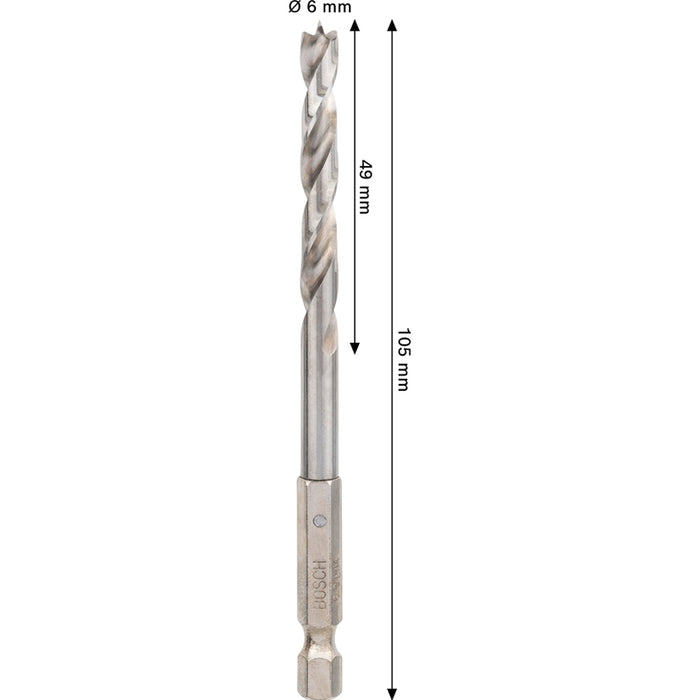 WOOD DRILL BOSCH HEX 6x106