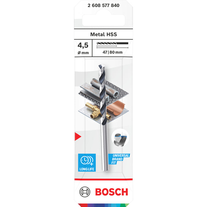 METAL DRILL BOSCH HSS 4.5x47x80