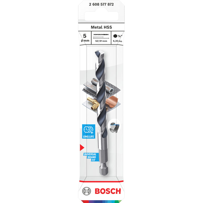 METAL DRILL BOSCH HSS HEX 5x52x91