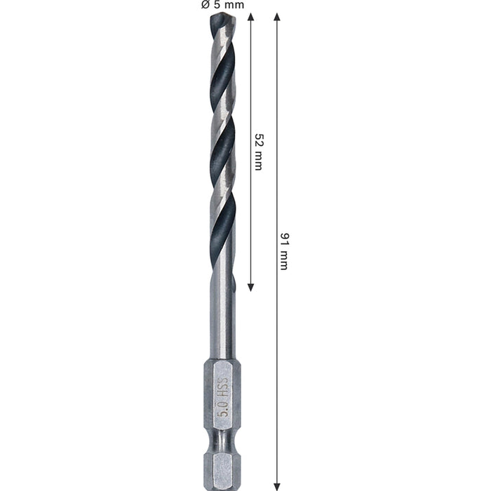METAL DRILL BOSCH HSS HEX 5x52x91