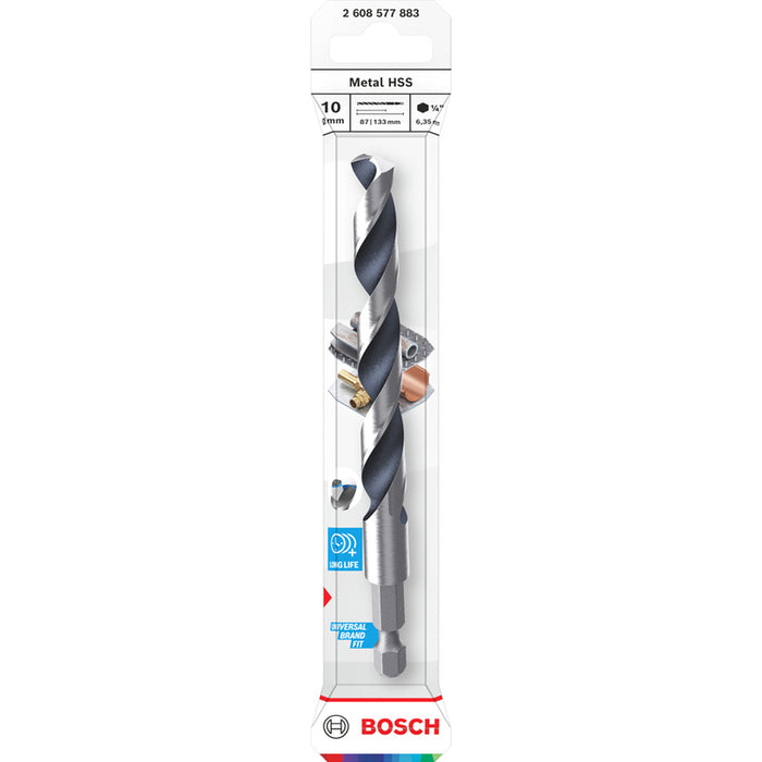 METAL DRILL BOSCH HSS HEX 10x87x133