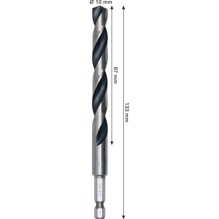 METAL DRILL BOSCH HSS HEX 10x87x133