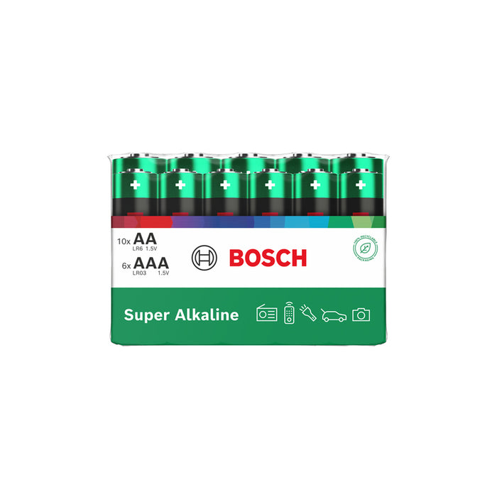 BATTERIES AA 10 AND AAA 6 COUNT BOSCH SUPER ALKALINE LR610LR036SAF/0