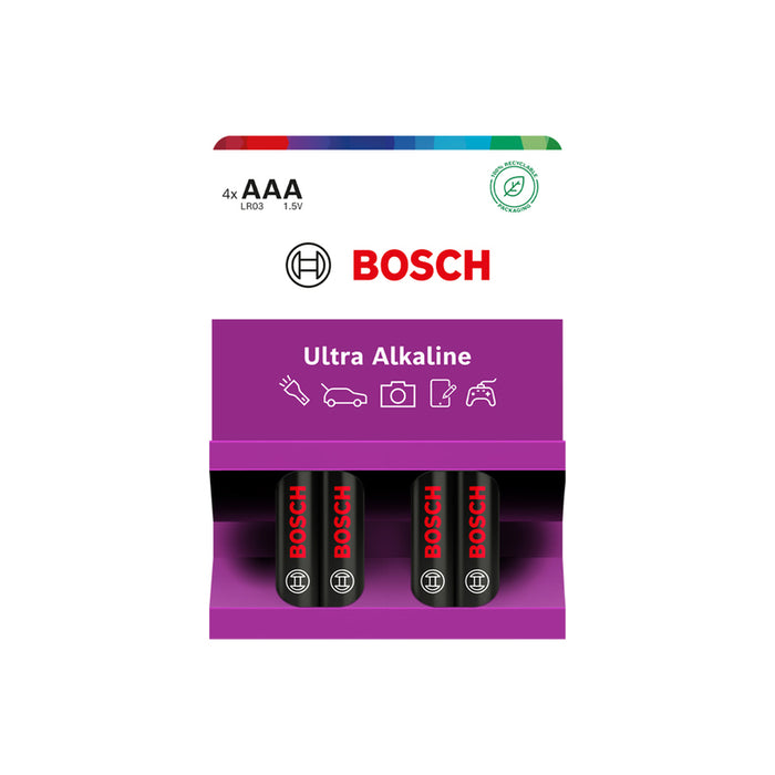 BATTERIES AAA 4 PCS BOSCH ULTRA ALKALINE LR03UA4B/00