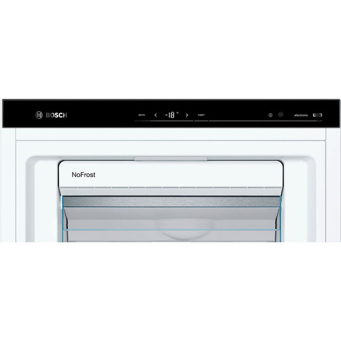 Bosch GSN58AWEV SER6 FS upright freezer, NoFrost, D, 191/70/65cm, 366l, 39dB(C), IC, 5 drawers (1 BigBox), 3 shelfs, handle, white