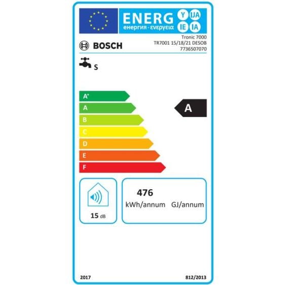 Flow water heater BOSCH Tronic TR7001 15/18/21 DESOB, 21 kW