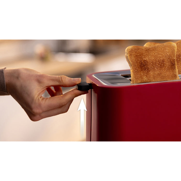 Bosch TAT3M124, MyMoment Compact toaster, 950 W, Auto power off, Defrost and reheat setting, Removable and foldable bun attachment, High lift, Deep Red
