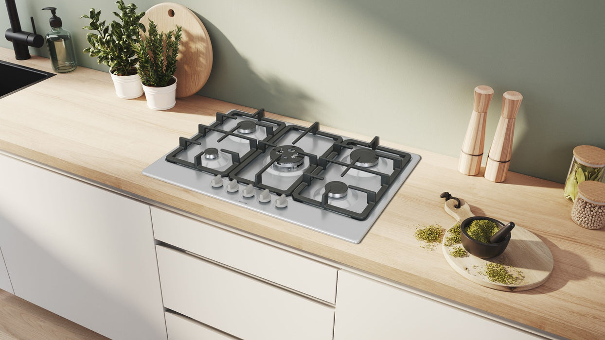 Bosch Serie 4 PGQ7B5K90 hob Stainless steel Built-in 75 cm Gas 5 zone(s)