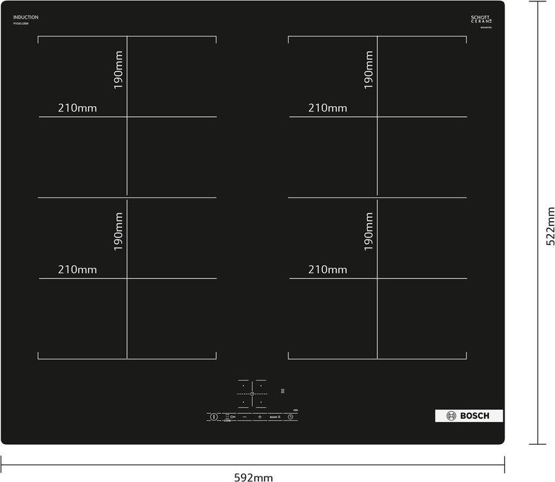 Bosch Serie 4 PVQ611BB6E hob Black Built-in 60 cm Zone induction hob 4 zone(s)