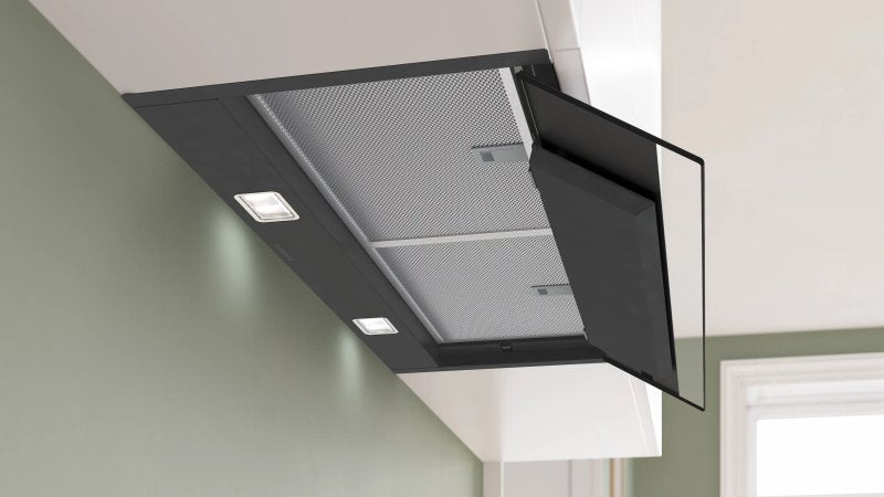 Bosch DBB87DP60, SER6, Integrated box hood 80cm A+, EcoSilenceDrive, max 433(699)m3/h, 57(68)dB, 3+1 speeds, CoP A, Grease eff. 85,3%(B), Glass touch control, HC, Color temp. adjust, Matt black
