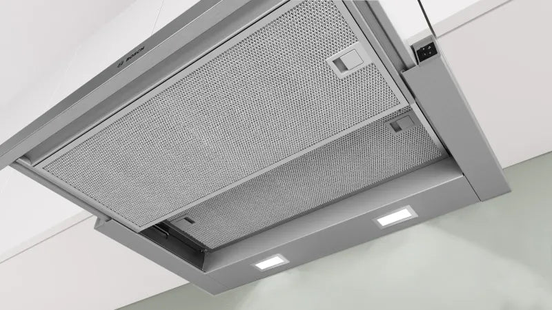 Bosch DFM064W55, SER2, Telescopic hood 60cm C, EcoSilence Drive, max 394 m3/h, 68dB, 3 speeds, CoP D, Grease eff. 86,6%, front strip inox