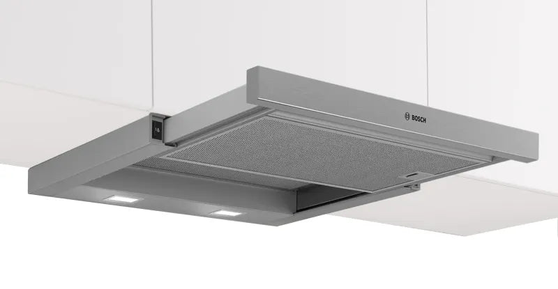 Bosch DFM064W55, SER2, Telescopic hood 60cm C, EcoSilence Drive, max 394 m3/h, 68dB, 3 speeds, CoP D, Grease eff. 86,6%, front strip inox