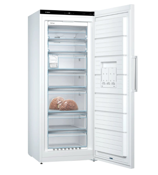 Bosch GSN54AWDV SER6 FS upright freezer, NoFrost, D, 176/70/65cm, 328l, 38dB(C), IC, 5 drawers (1 BigBox), 2 shelfs, IceTwister, handle, white