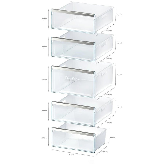 Bosch GSN58AWEV SER6 FS upright freezer, NoFrost, D, 191/70/65cm, 366l, 39dB(C), IC, 5 drawers (1 BigBox), 3 shelfs, handle, white