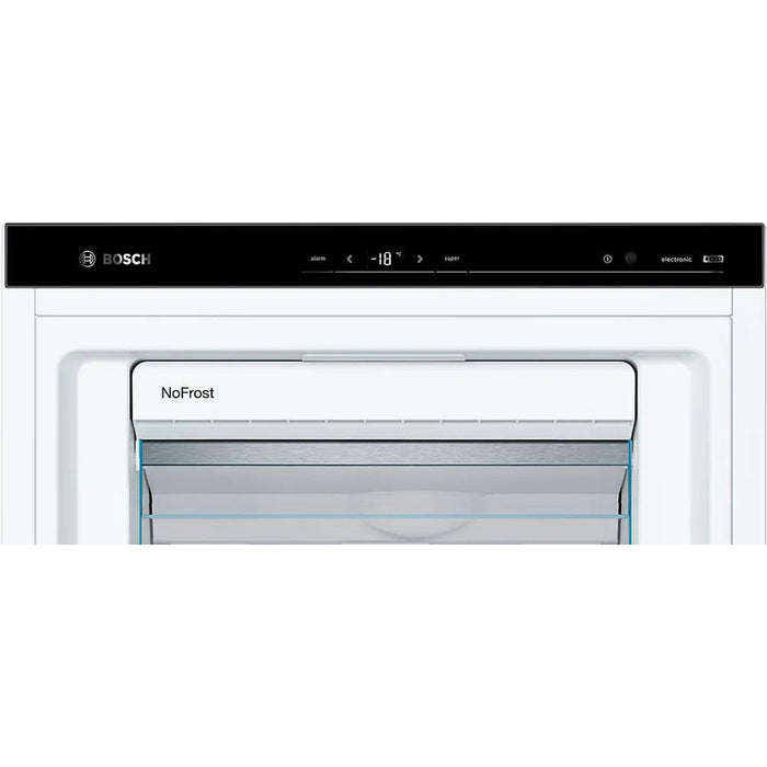 Bosch GSN58AWEV SER6 FS upright freezer, NoFrost, D, 191/70/65cm, 366l, 39dB(C), IC, 5 drawers (1 BigBox), 3 shelfs, handle, white