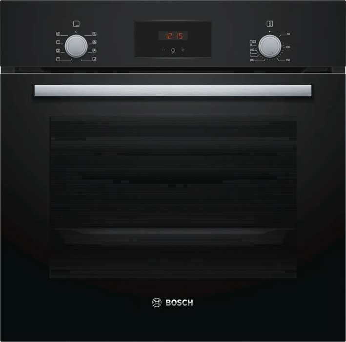Bosch HBF153EB0, SER2, 3D HotAir, EcoClean Direct, 66 l, Telescopic guides on 1 level, LED display with sinking buttons, Energy efficiency A, Black