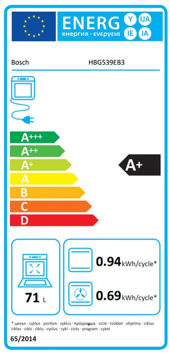 Bosch HBG539EB3 SER6, Oven A+, ecoClean back+Hydro, 14 HM, AutoPilot 40, 1 lvl rail, TFT Display, SoftClose&SoftOpen, AirFry tray, black