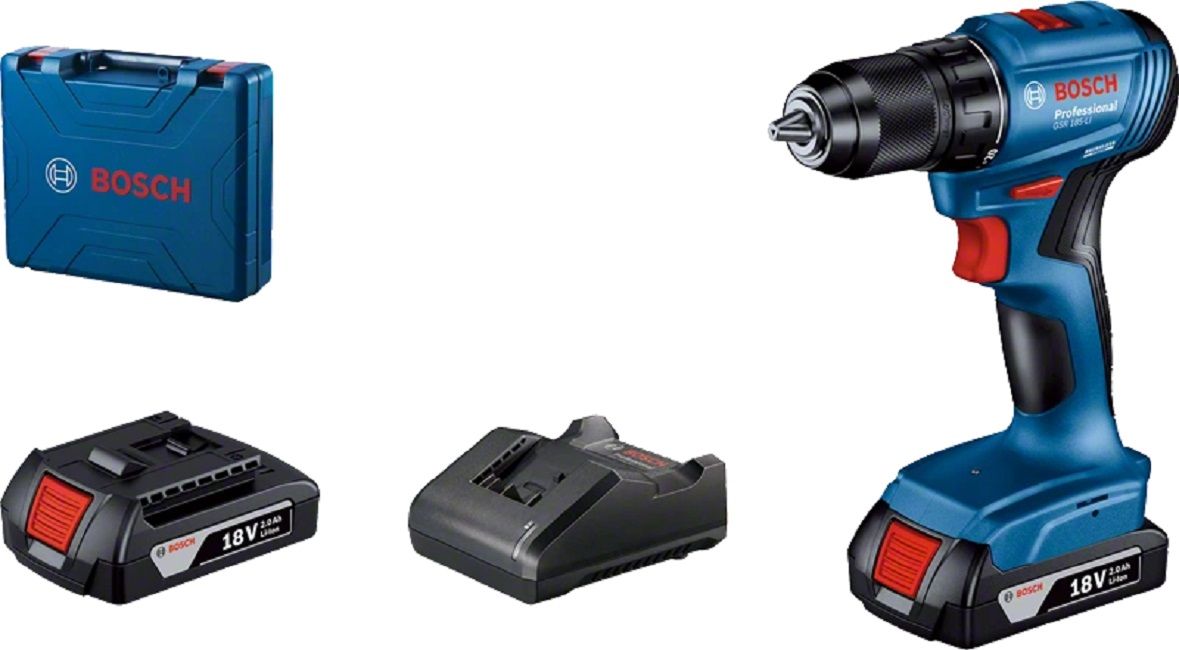 BATTERY BRUSHLESS DRILL BOSCH PROFESSIONAL GSR 185 Li 18 V, 50.00 nm, NUMBER OF BATTERIES 2, 2.00 Ah, SUITCASE