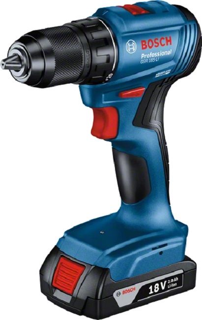 BATTERY BRUSHLESS DRILL BOSCH PROFESSIONAL GSR 185 Li 18 V, 50.00 nm, NUMBER OF BATTERIES 2, 2.00 Ah, SUITCASE